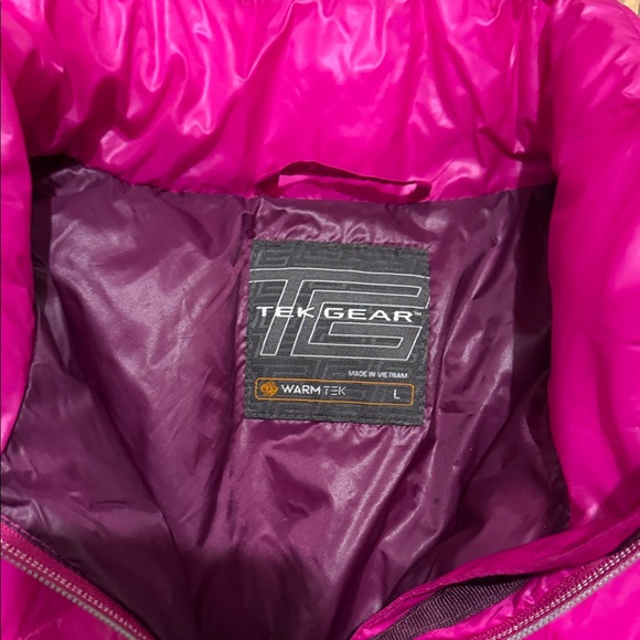 Tek gear brand puffer hot Pink Quilted Jacket coat sz large EuC - Picture 2 of 3